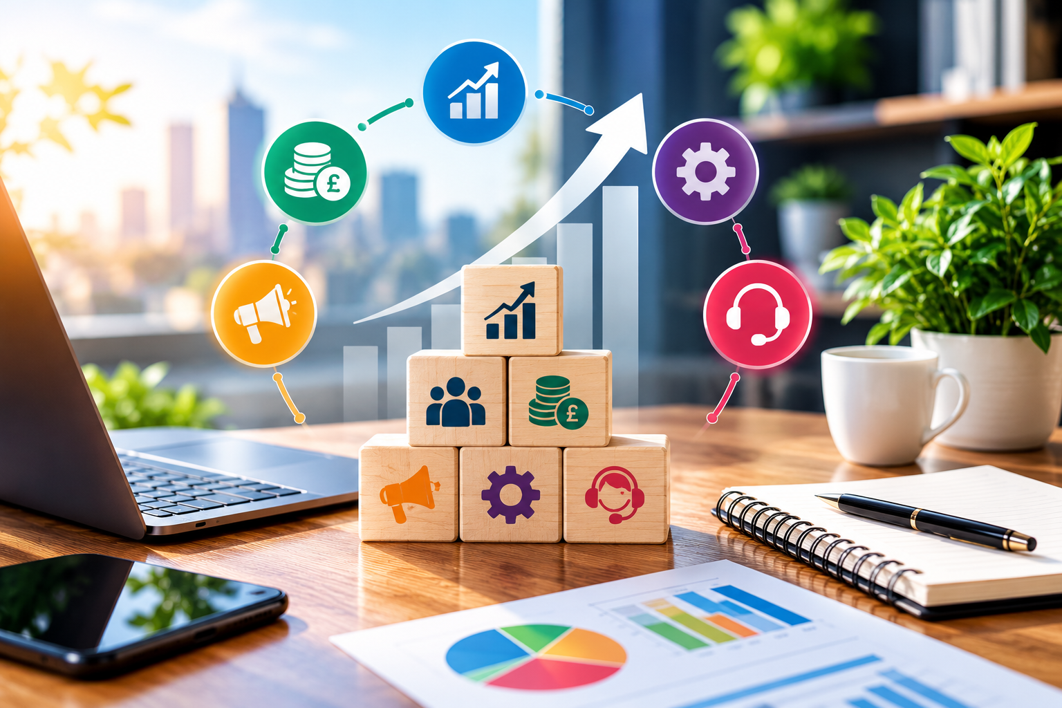Business growth, finance, marketing and operations.